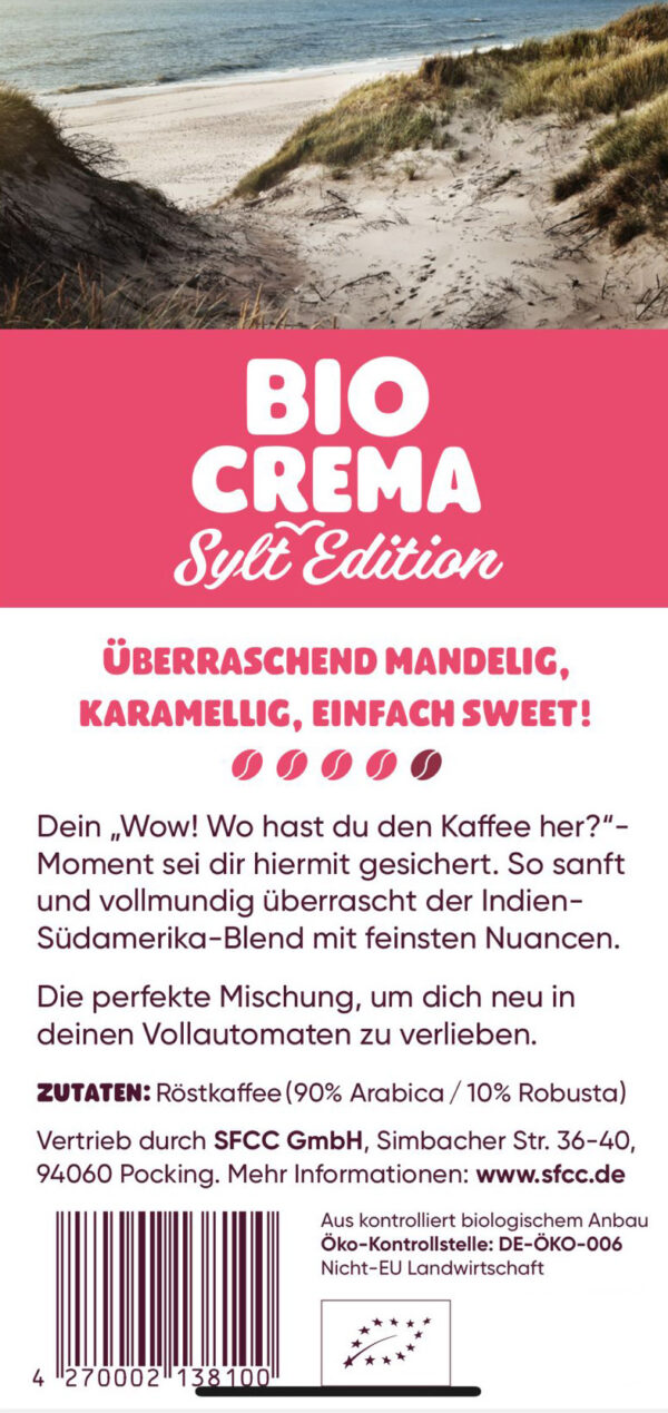 San Francisco Bio Crema 500g ganze Bohne – Bild 2